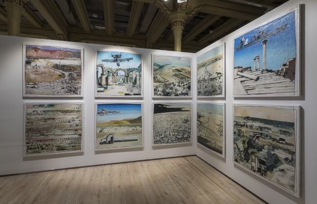 cykl Pustynia Syryjska II, 10 x (100x100 cm), olej na płótnie, 2019; wystawa zbiorowa Geppert Sprawdzam!, BWA Wrocław Główny, zdj. Michał Pietrzak