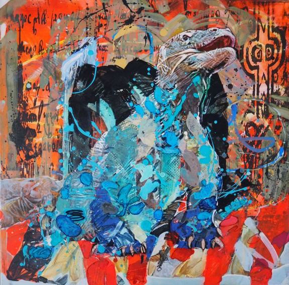 Splash, 80x80 cm, akryl na płótnie, 2022