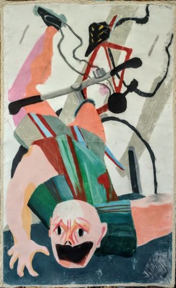 Grand Prix - Daniel Mikulski Rowerek: Zepchnięty 125 x 180 Suchy pastel na płótnie, koronka bawełniana 2022