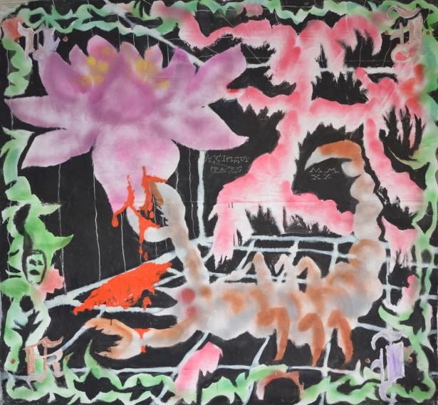 II Nagroda - Nikita Krzyżanowska Płacę Ci za to żebyś milczał olej i sprej na mapie polski 140 x 140 cm 2020