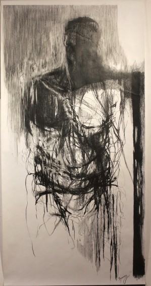 Bogna Kozera-Radomska, ***, karton, grafit, 200x100 cm, 2017