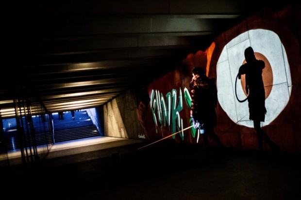 Sebastian Siepietowski, rysunek live do performansu Ulotny wandalizm, Papuczys, 2018 Sebastian Siepietowski, rysunek live do performansu Ulotny wandalizm