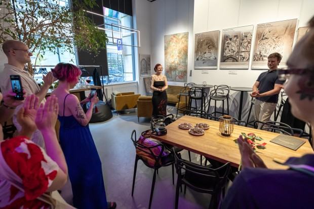 Otwarcie wystawy dyplomowej Karoliny Matuszewskiej, pt. Dracopolis, zdj. Michał Pietrzak