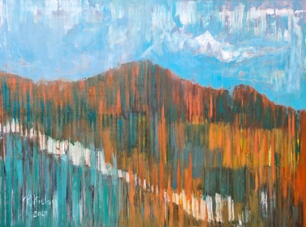 Piotr Kielan, Pejzaż ślężański, olej na płótnie, 120x160 cm, 2021