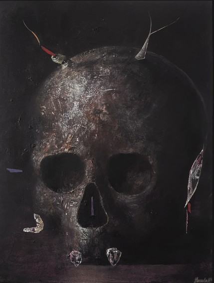 Łukasz Huculak, Antenat, 2023, tempera na desce, 24x30 cm  