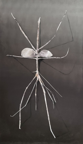 Łukasz Huculak, Phasmatodea, tempera i akryl na płótnie, 120x70 cm, 2026