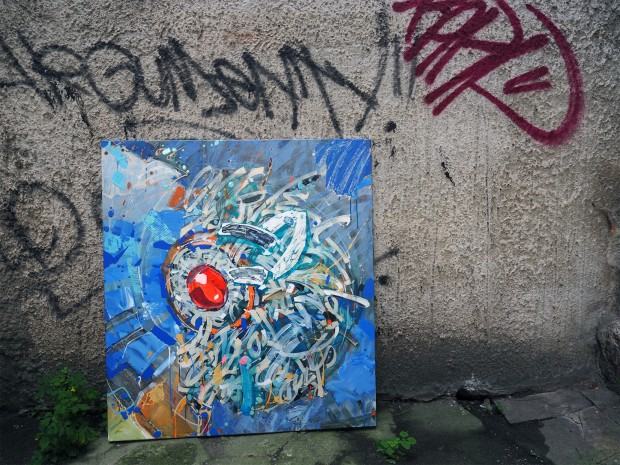 Marcelina Groń, Czas, akryl na płótnie, 100x110 cm, 2022