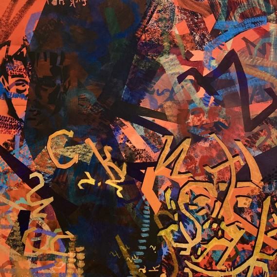 Maria Kąkol, but, 2022, technika akrylowa na płótnie, 100x100 cm, zdj. autorka