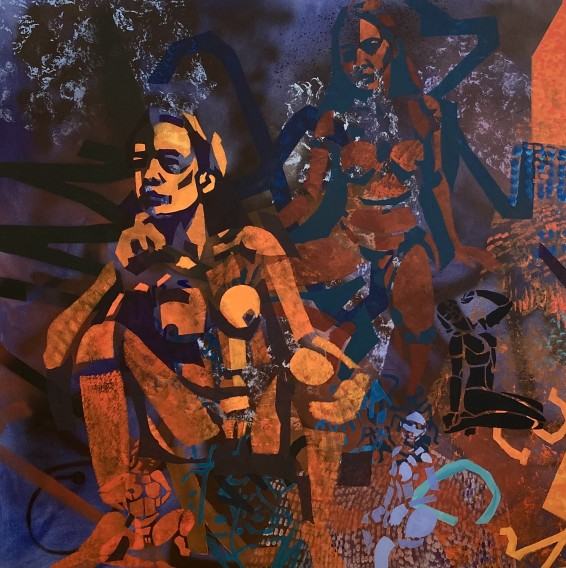 Maria Kąkol, lost and afraid, 2022, technika akrylowa na płótnie, 100x100 cm, zdj. autorka