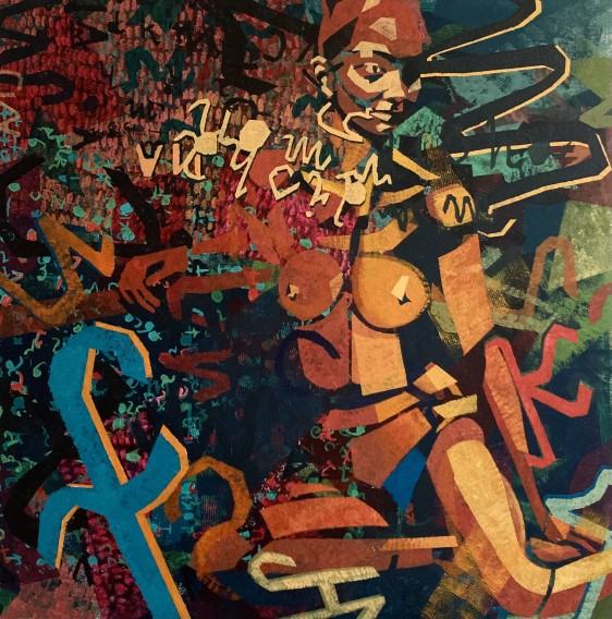 Maria Kąkol, disharmony, 2021, technika akrylowa na desce, 80x80 cm, zdj. autorka