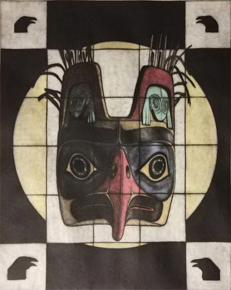 Raven Mask, mezzotinta, 27 x34cm, 2019