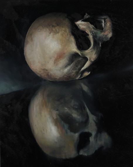 Paweł Baśnik, Czaszka, olej na płótnie, 50x40 cm, 2023