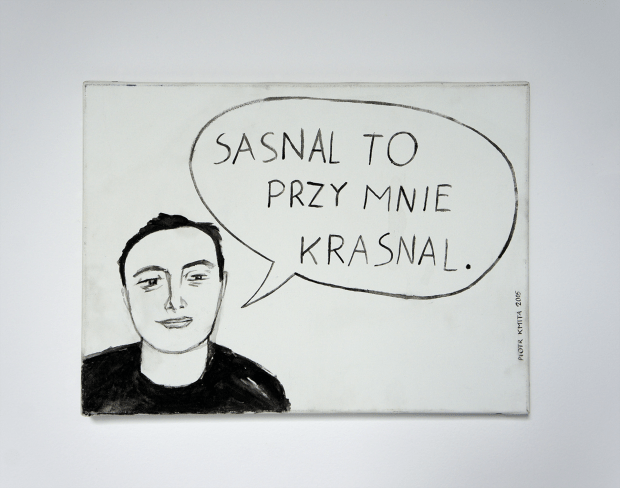 Piotr Kmita, Autoportret wg. Wilhelma Sasnala, tempera na płótnie, 40 x 30 cm, wersja druga, 2005