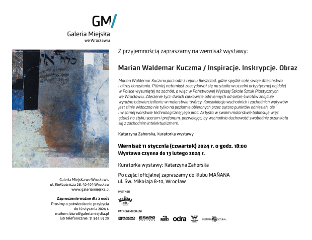 Marian Waldemar Kuczma/ Inspiracje. Inskrypcje. Obraz