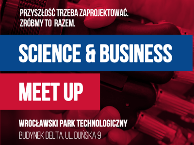 Plakat promujący konferencję Science & Business Meet Up