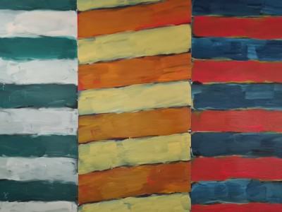 Fragment wystawy Sean Scully. Painting and sculpture / Malarstwo i rzeźba