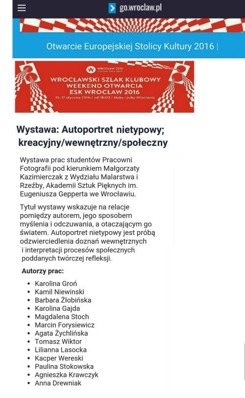 Wystawa Pracowni Fotografii studentów MiRz pod kierunkiem Małgorzaty Kazimierczak