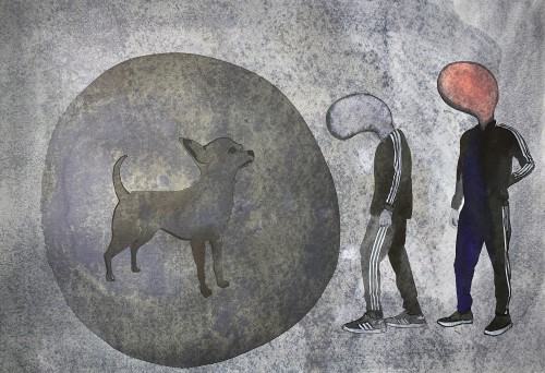 Relacja, 70x50, akwarela na papierze, 2020