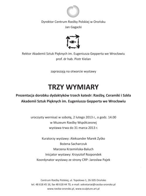 Trzy Wymiary w Centrum Rzeźby Polskiej w Orońsku Trzy Wymiary w Centrum Rzeźby Polskiej w Orońsku