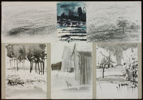 Izabela Kabat I rok W, Magdalena Biczysko I rok AW, Michał Garkuszenko I rok AW, plener: szkice