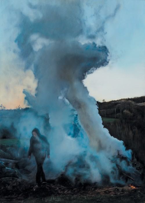 Karol Palczak, Dym, 2019, olej na aluminium, 60 x 45 cm