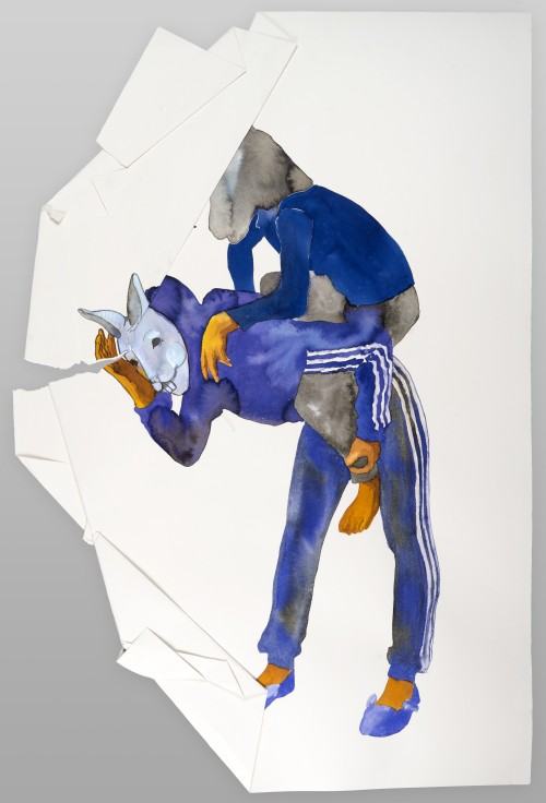 Pierwsza osobna historia, 100x70, akwarela na papierze, 2015