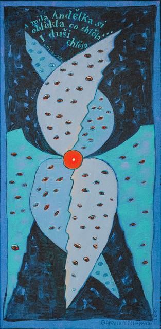 Eugeniusz Józefowski, Anielica, co duszę chciała, akryl na płótnie, 24 x 50 cm, 2019