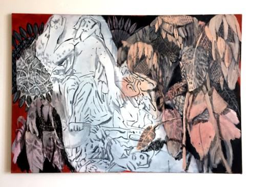 26 Sympozjum ' Dilna' 2019,Fragment ekspozycji praca Denisy Krausovej z romańska płaskorzeźbą,