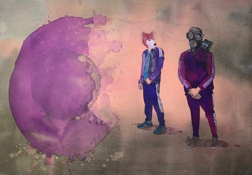 Strona, 70x50, akwarela na papierze, 2020