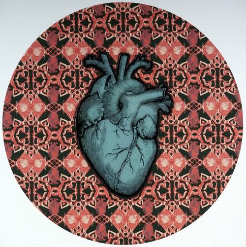Serce, 100x100, druk cyfrowy, akryl, żywica, 2014