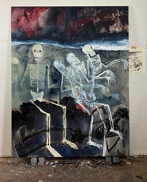 Konrad Żukowski Półżywe leżące truchło i cztery kościotrupy 2021