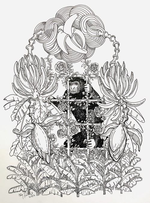 Marzyciel, 30x40, rysunek, akwarela na papierze, 2020