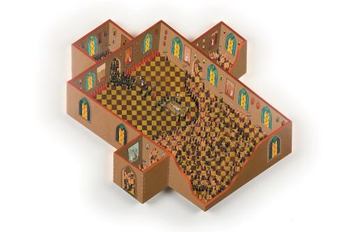 Tomasz Kulka, Idolatria, 2017, tłusta tempera na sklejce, szlagmetal, 70 x 110 x 7,5 cm