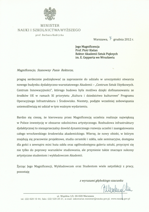 Uroczyste otwarcie Centrum Sztuk Użytkowych. Centrum Innowacyjności. Uroczyste otwarcie Centrum Sztuk Użytkowych. Centrum Innowacyjności.