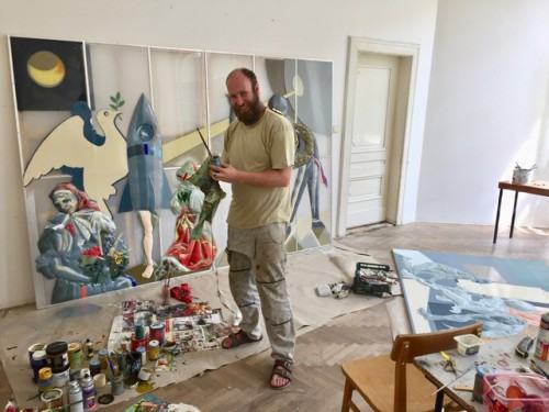 26 Sympozjum ' Dilna' 2019, Wojtek Horálek przy pracy,