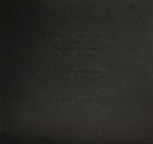 „kolacja”, technika mieszana,, płótno, mikrokule, 120x120 cm, wiersz: Paul Harenza, 2012