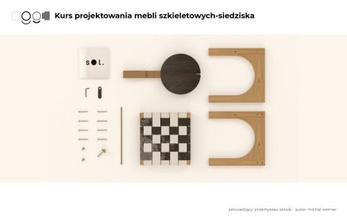 Michał Werner, projekt krzesła – elementy rozłożone Michał Werner, projekt krzesła – elementy rozłożone