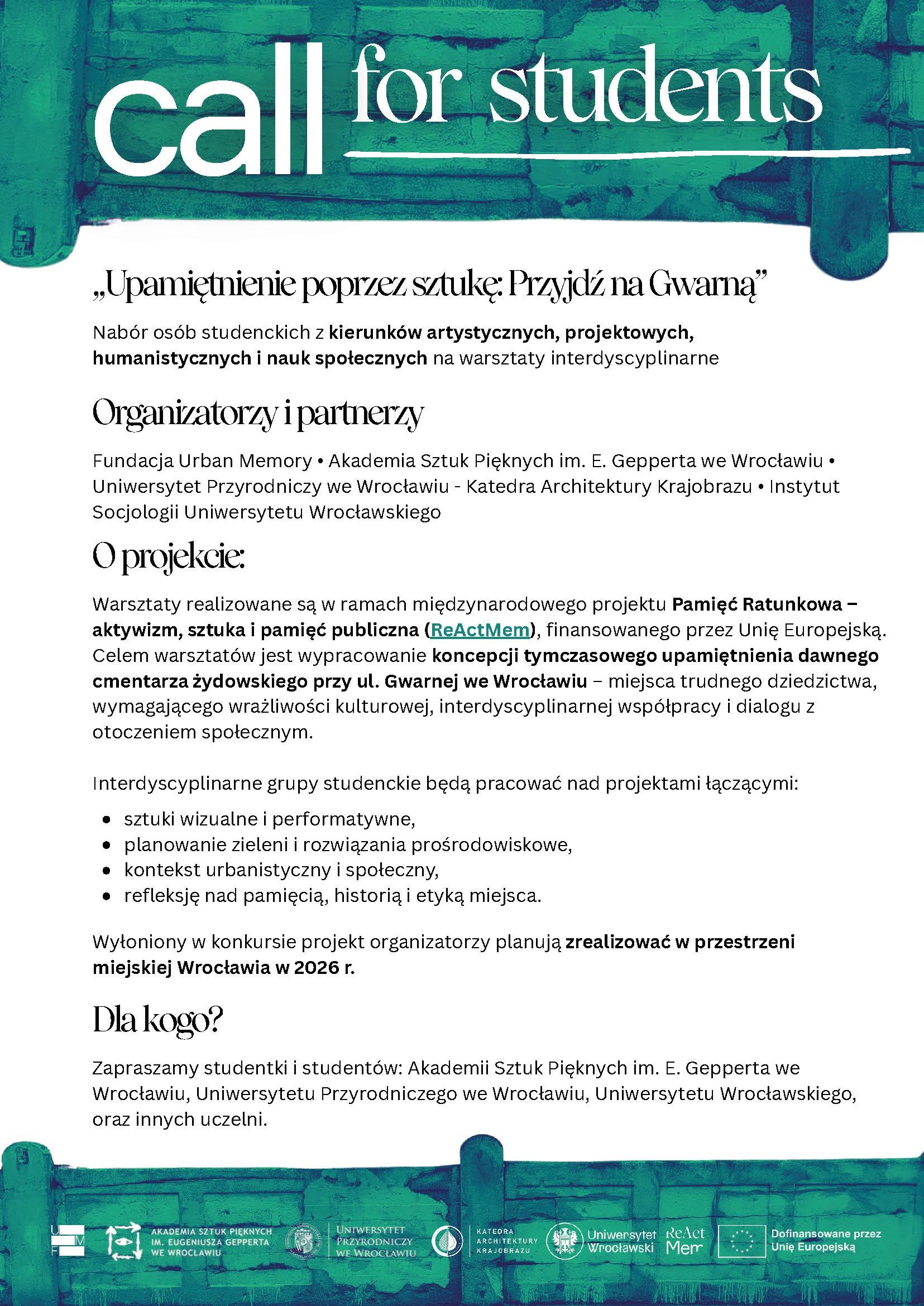 Upamiętnienie poprzez sztukę: Przyjdź na Gwarną