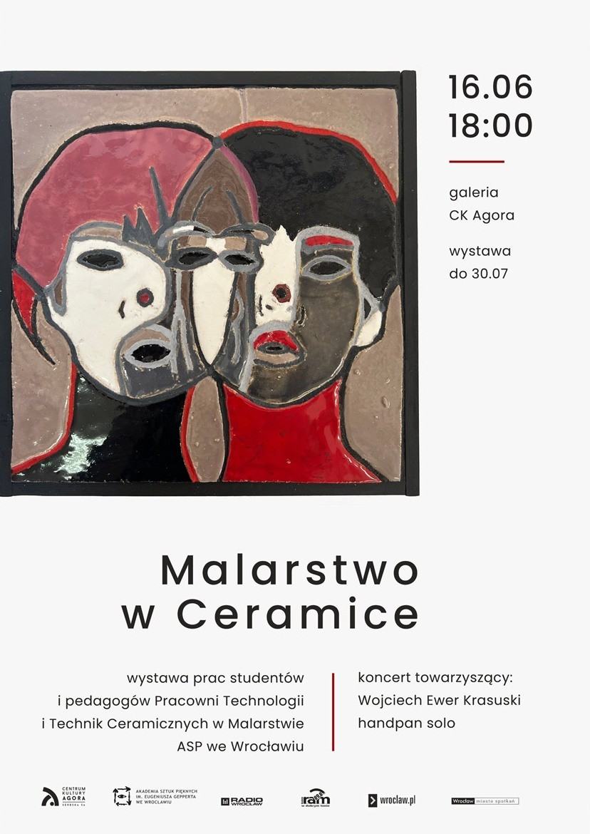 Plakat promujący wystawę zbiorową pt. Malarstwo w ceramice