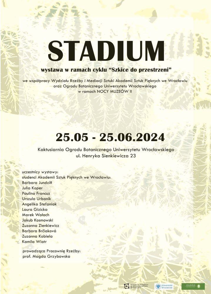 Plakat Barbary Jundziłł do Stadium. Wystawa rzeźby w Ogrodzie Botanicznym
